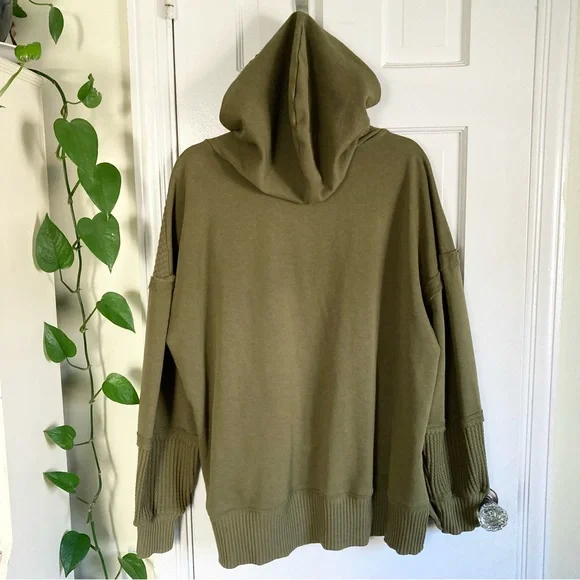 NWOT Time and Tru Olive Hooded Pullover Sweater, Women’s Size 2X/22, Waffle - Picture 5 of 7